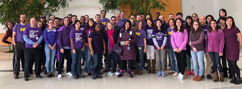 胰腺癌研究人员穿着紫色世界胰腺癌日